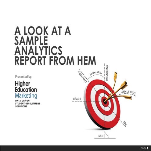 A look at a sample Analytics report from Higher Education Marketing 