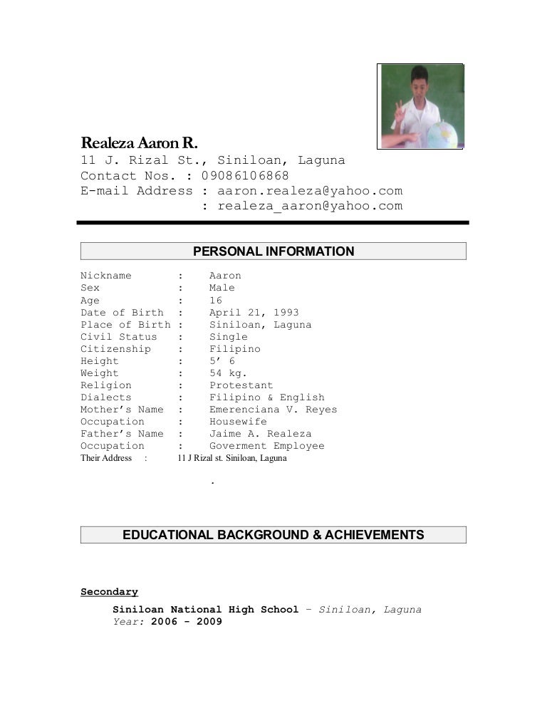 example for a resume