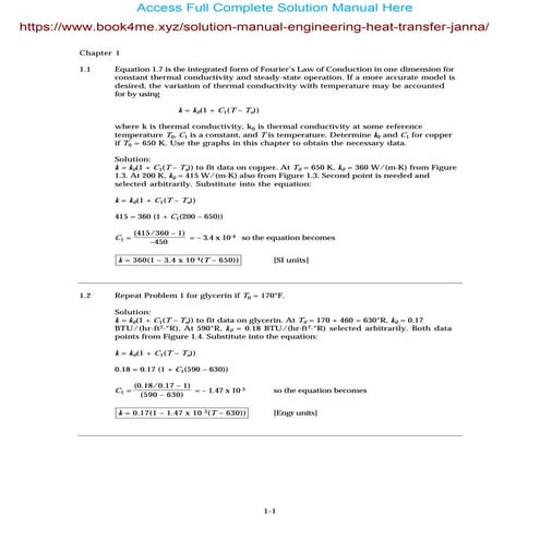Solution Manual for Engineering Heat Transfer 3rd Edition William Janna