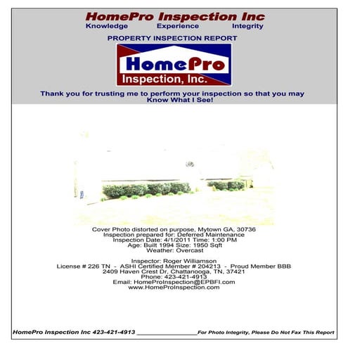 Sample home inspection report | PDF
