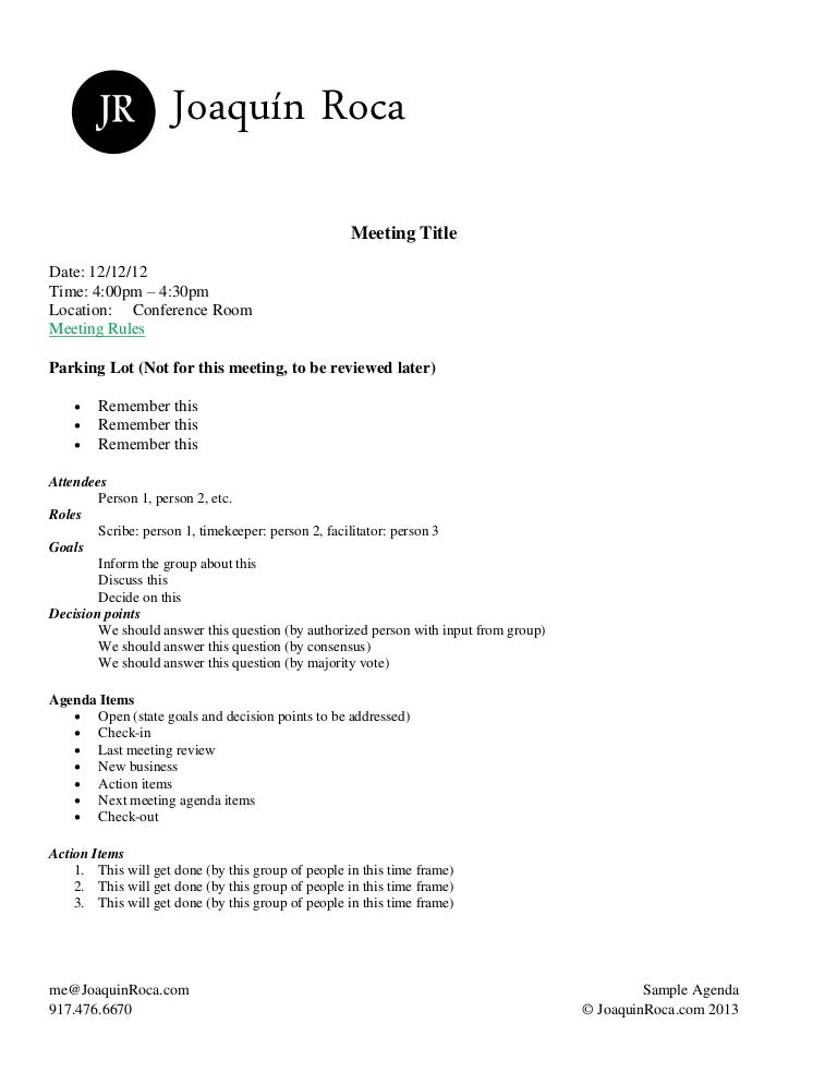 sample agenda