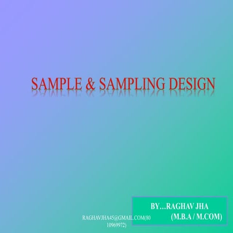 Sample and sampling design
