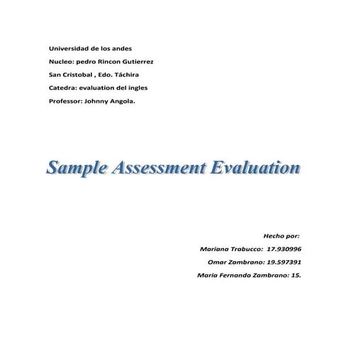 Sample assessment tools