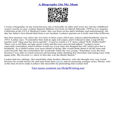 Sample Biography Essay