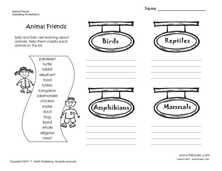 Animal Classification Chart Worksheet