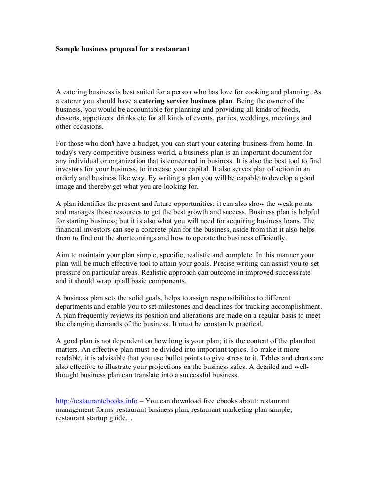 sample business proposal for a restaurant samples business proposal