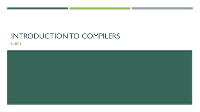 Introduction to Compiler Design Structutre, Phases
