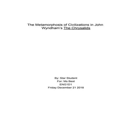 Sample chrysalids essay