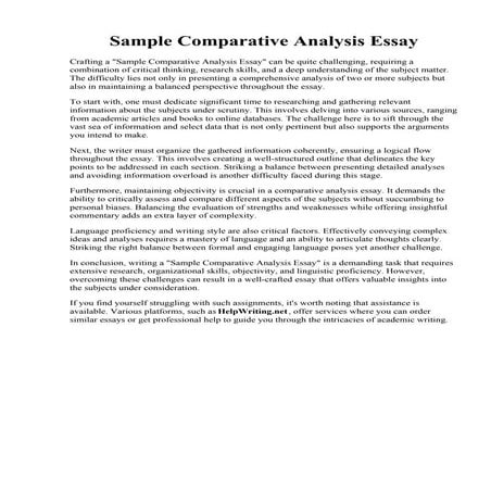 Comparative Analysis Essay Example | PDF