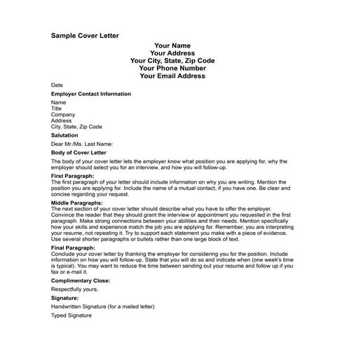 Sample Cover Letter