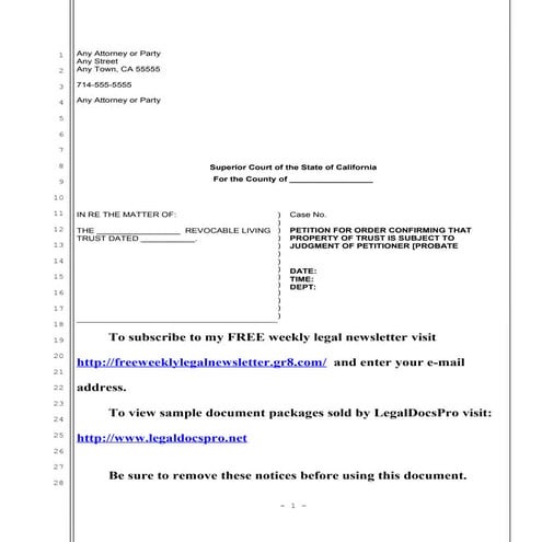Sample creditor motion to collect judgment from assets of living trust ...