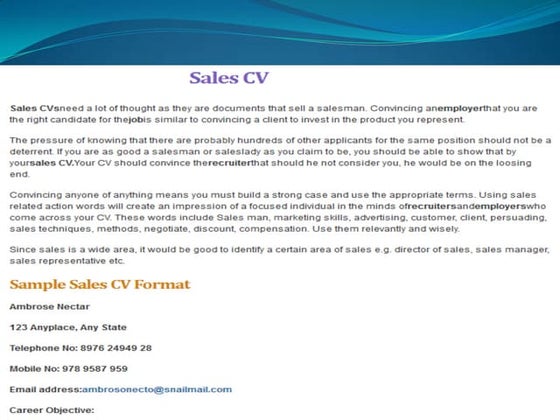 Cv format | PPSX