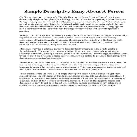 Sample Descriptive Essay About A Person