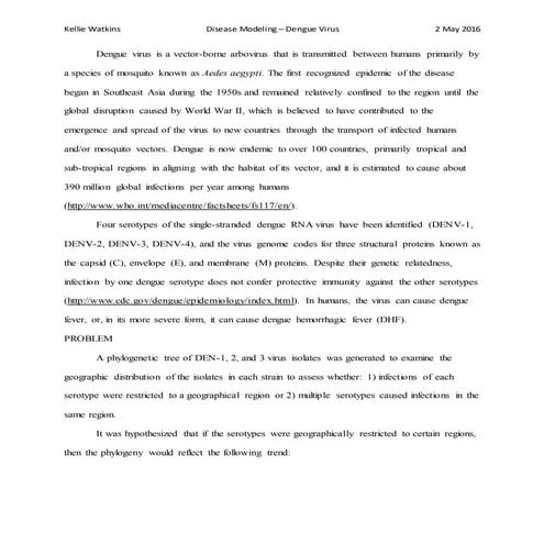Sample, disease modeling dengue fever