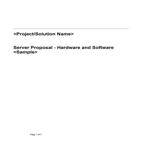 Sample Document On Hardware Software Proposal