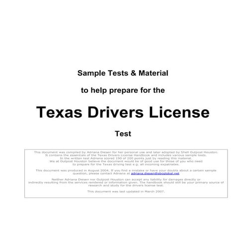 Sample driving test