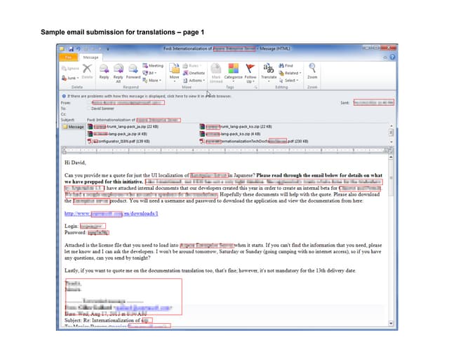 Sample email submission