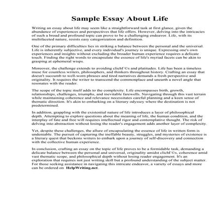 Sample Essay About Life