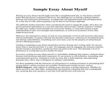 Sample Essay About Myself. Reedley College