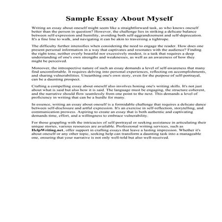 Sample Essay About Myself. 26 Outstanding College Essay Examples ...