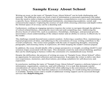 Sample Essay About School. Parkland College