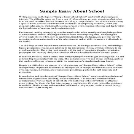 Sample Essay About School