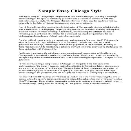 Sample Essay Chicago Style. Example Essay Of Chicago Manual Style ...