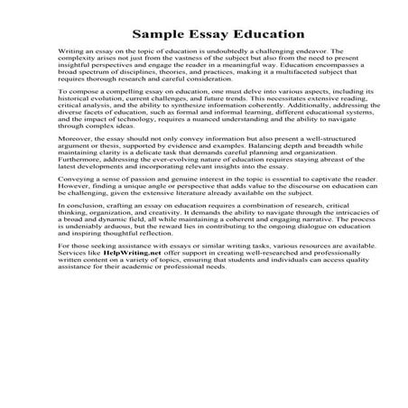 Sample Essay Education