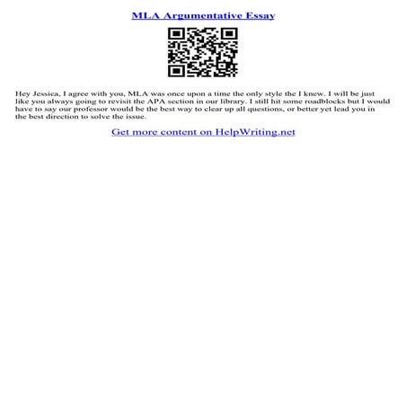 Sample Essay In Mla Format | PDF