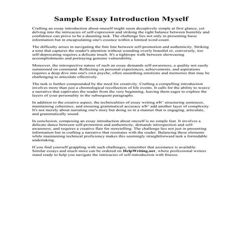 Sample Essay Introduction Myself. Essay Introduction Myself - Do You ...