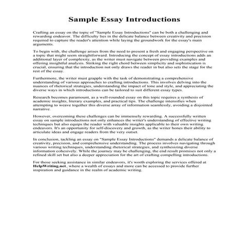 Sample Essay Introductions. Perimeter College at Georgia State ...