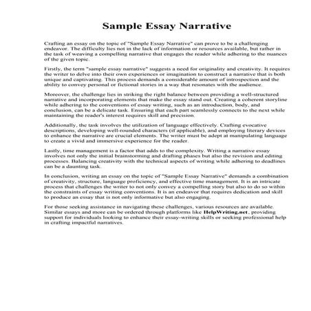 Sample Essay Narrative. Rose-Hulman Institute of Technology