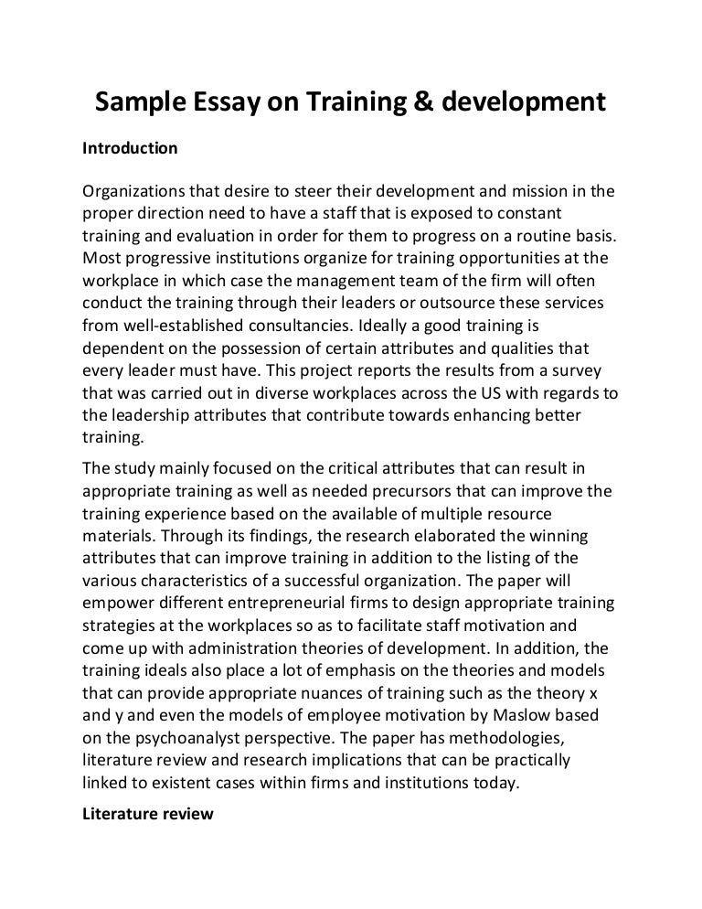 Sample essay on training & development
