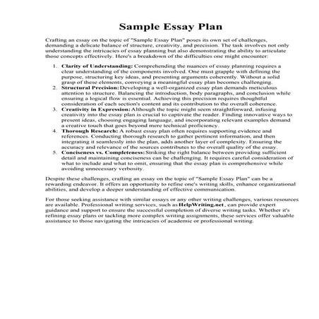 Sample Essay Plan