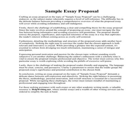 Sample Essay Proposal | PDF