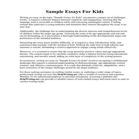 Sample Essays For Kids | PDF | Digestive Disorders | Diseases and ...