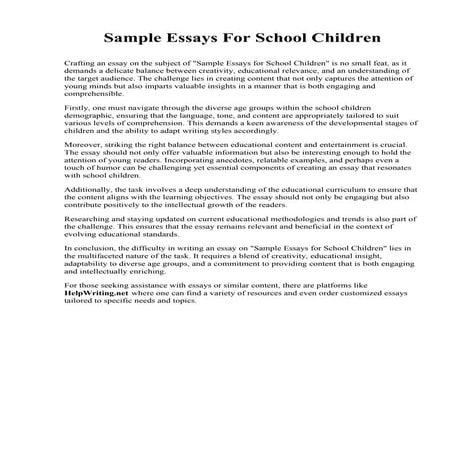 Sample Essays For School Children.pdf | Homework and Study | Education