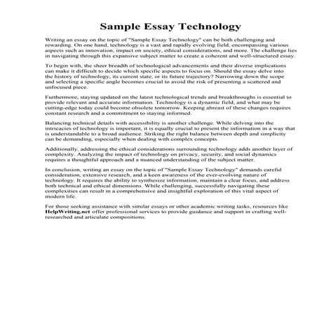 Sample Essay Technology