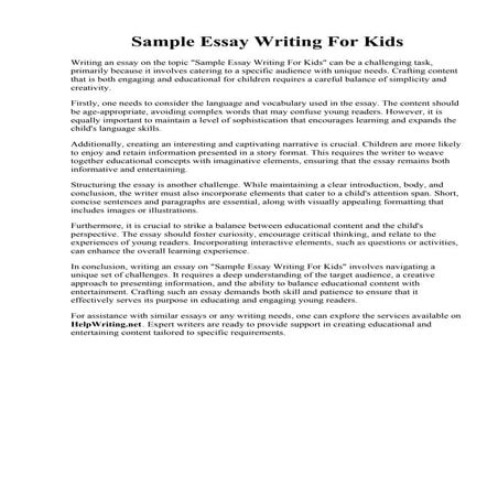 Sample Essay Writing For Kids. Narrative Writing Example 3rd/4th Grades- Grea...