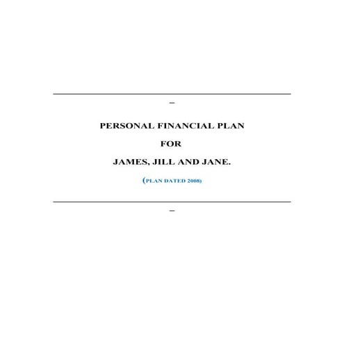Sample  Financial  Plan For  James &  Jill
