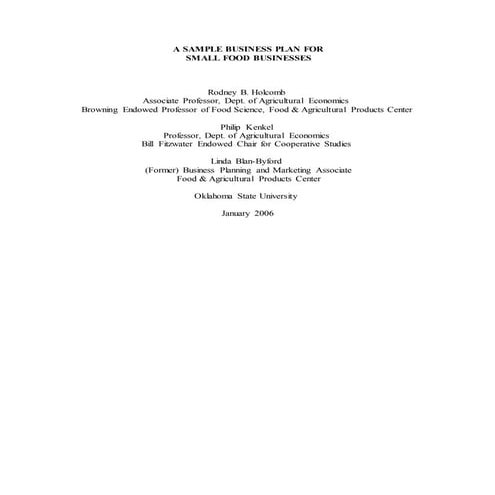 Sample foodbusinessplanoklahomastate