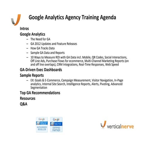 Sample Google Analytics Agency Training Agenda