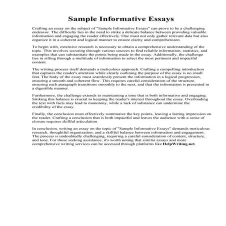 Sample Informative Essays. 003 Essay Example Informative Sample ...