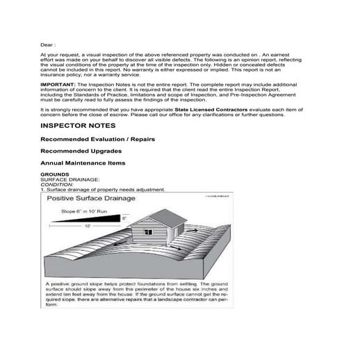 Sample inspector notes 1