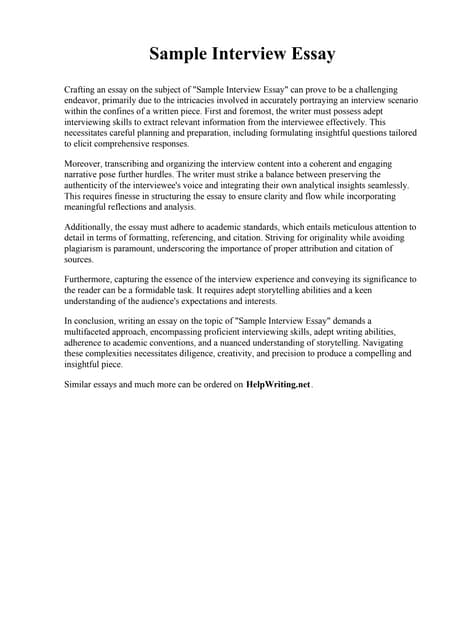 Sample Interview Essays.pdf | Screenwriting | Content Production