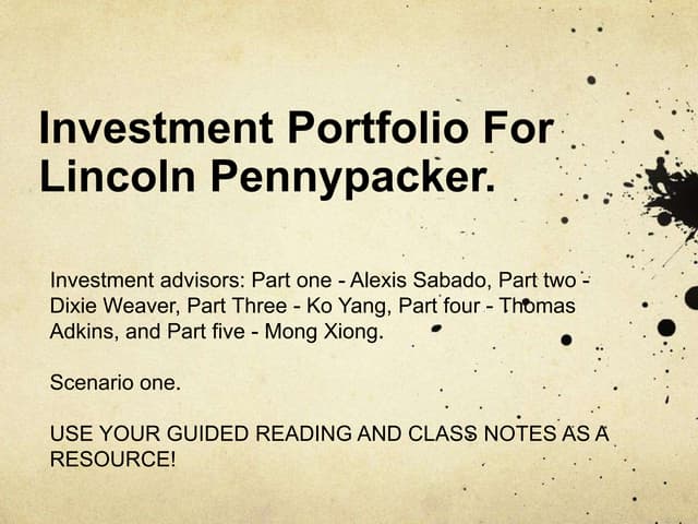 Sample Investment Portfolio Economics