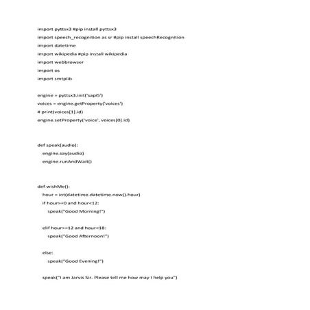 Sample Jarvis(desktop assistant)