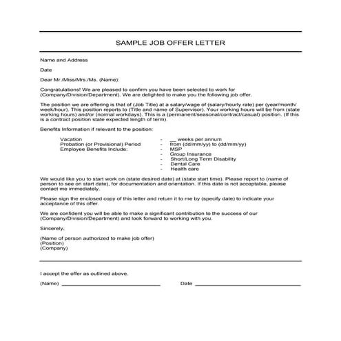 A p sample offer letter | DOC