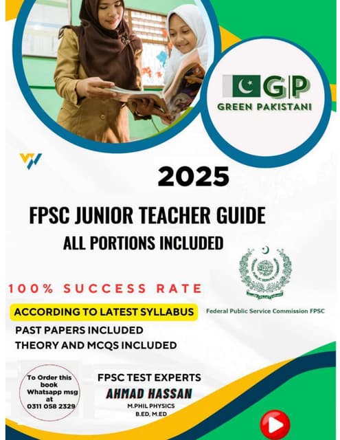FPSC Junior Teacher Guide GreenPakistani