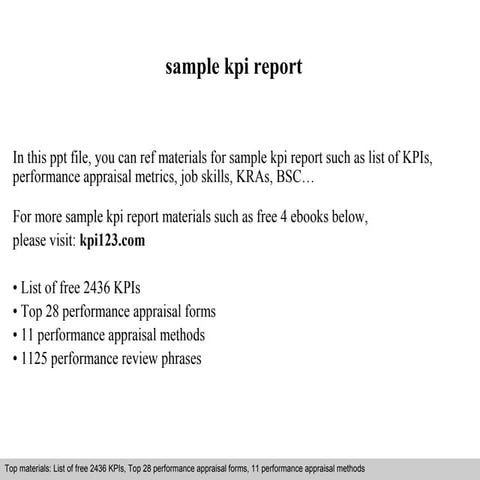 Sample kpi report